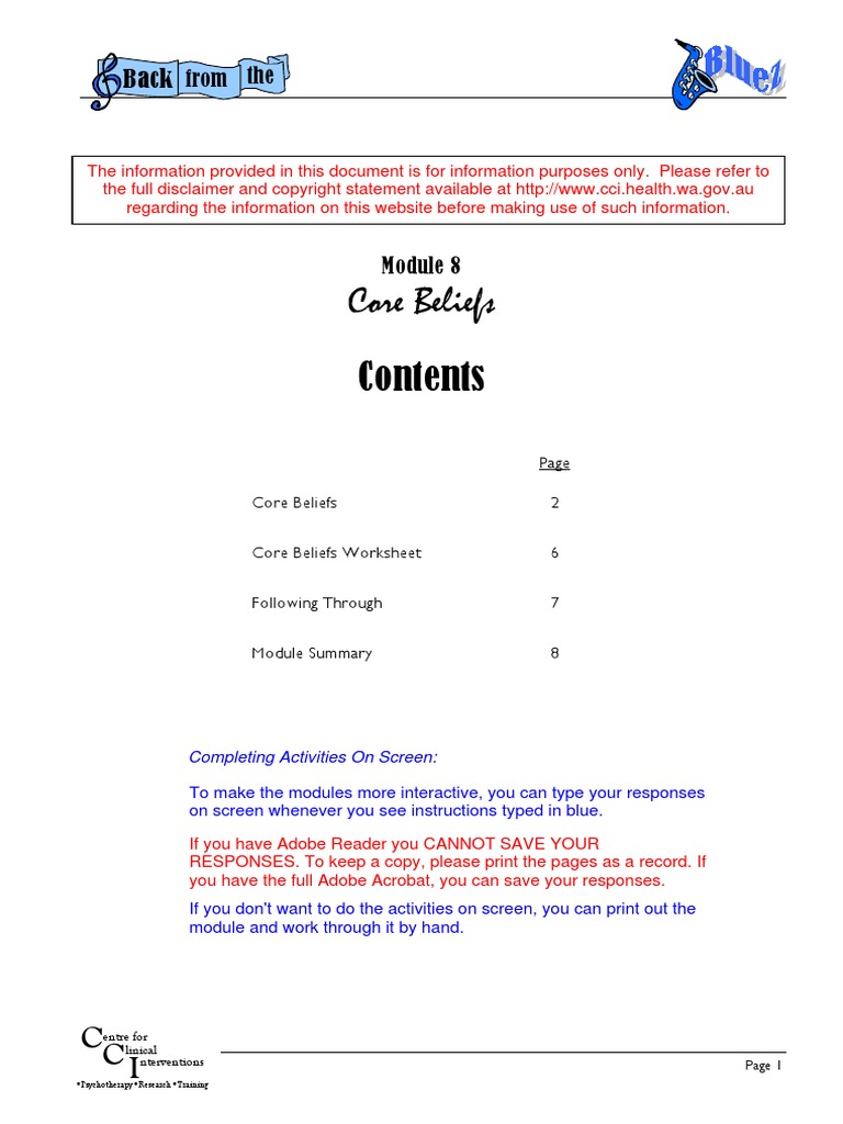 worksheet Core Beliefs Worksheet bb 8 core beliefs thought experiment