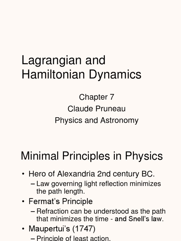 Lagrangian and Hamiltonian Dynamics | PDF | Lagrangian Mechanics ...