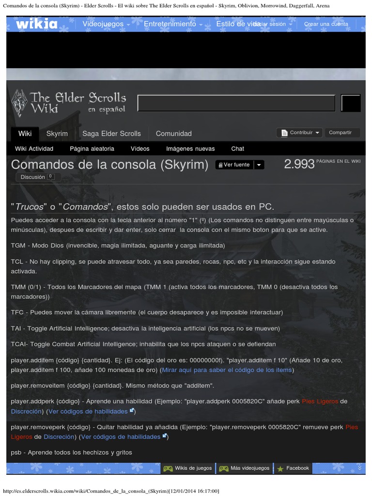 Comandos de Consola en Skyrim PC | PDF | Juego de azar | Publicación ...