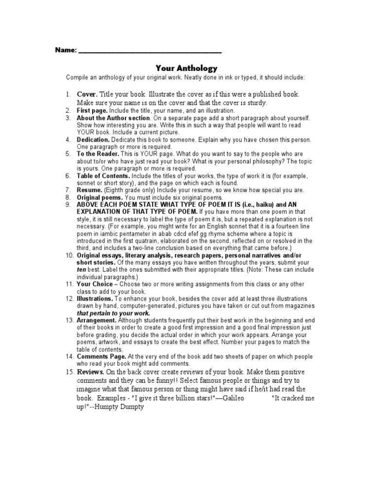 Create Your Personal Writing Anthology | PDF | Poems | Poetry