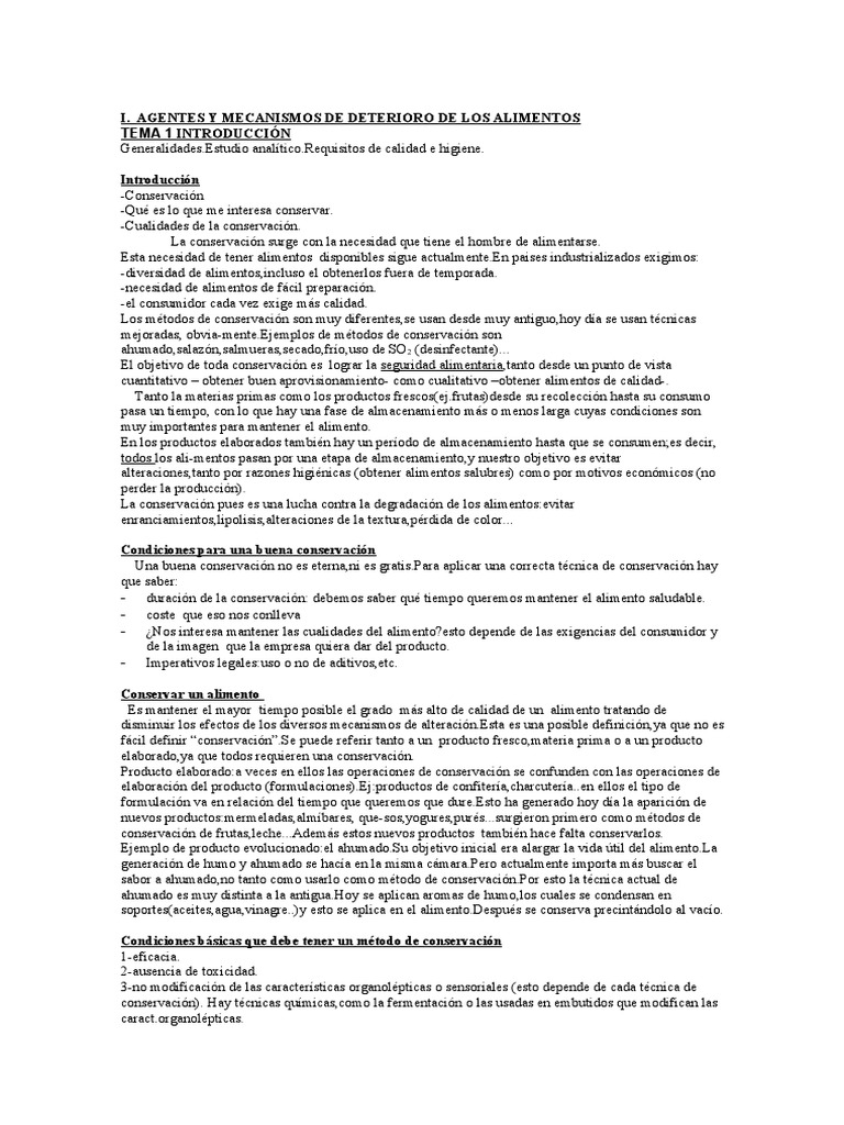 Mecanismos de Deterioro Alimentario | PDF | Microorganismo | Alimentos