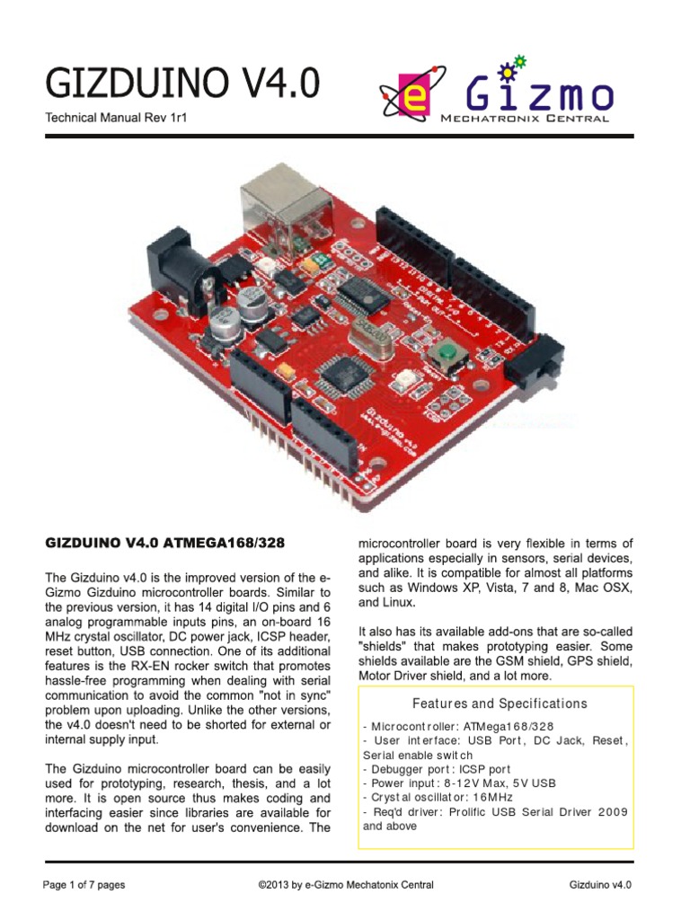Gizduino v4 Hardware Manual | PDF | Business | Computers