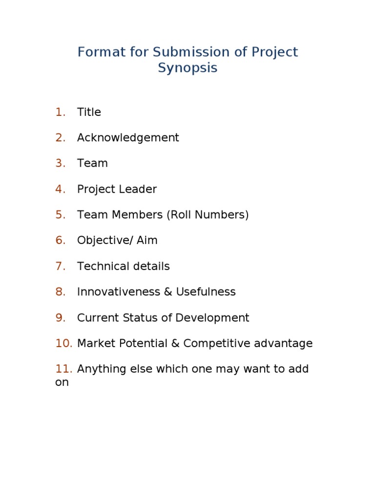 Synopsis Format | PDF | Business