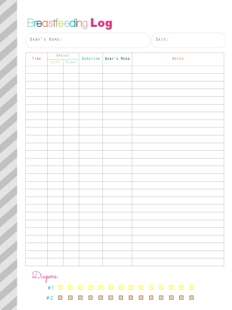 FREE Printable Breastfeeding Log PDF