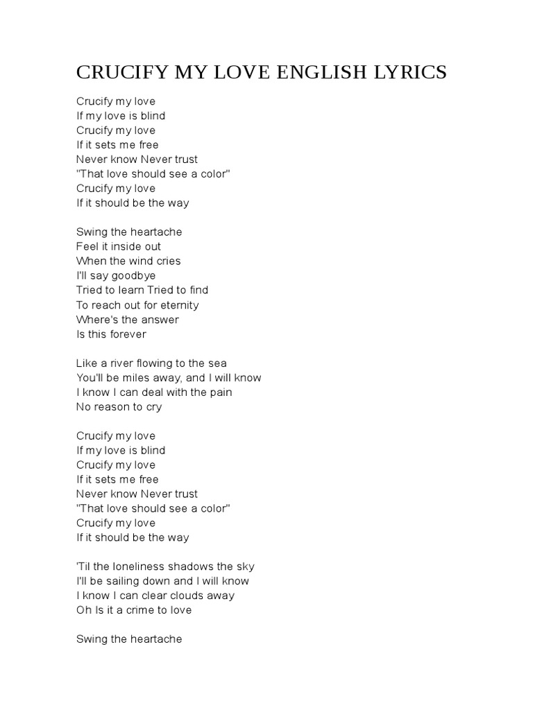 Crucify My Love English Lyrics X Japan