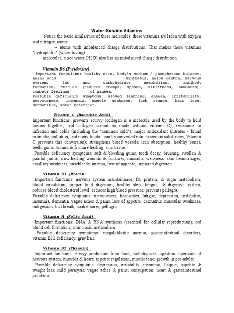 Water Soluble Vitamins Vitamin B3 Niacin Pdf Vitamin Muscle