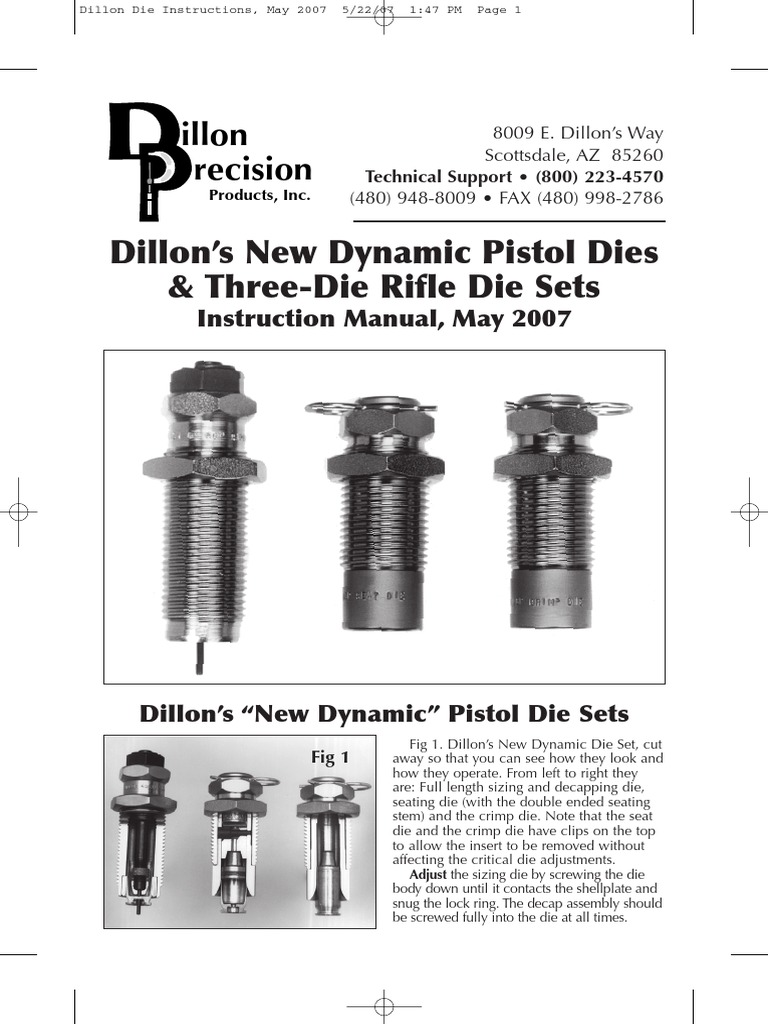 Dillon Die Instructions PDF