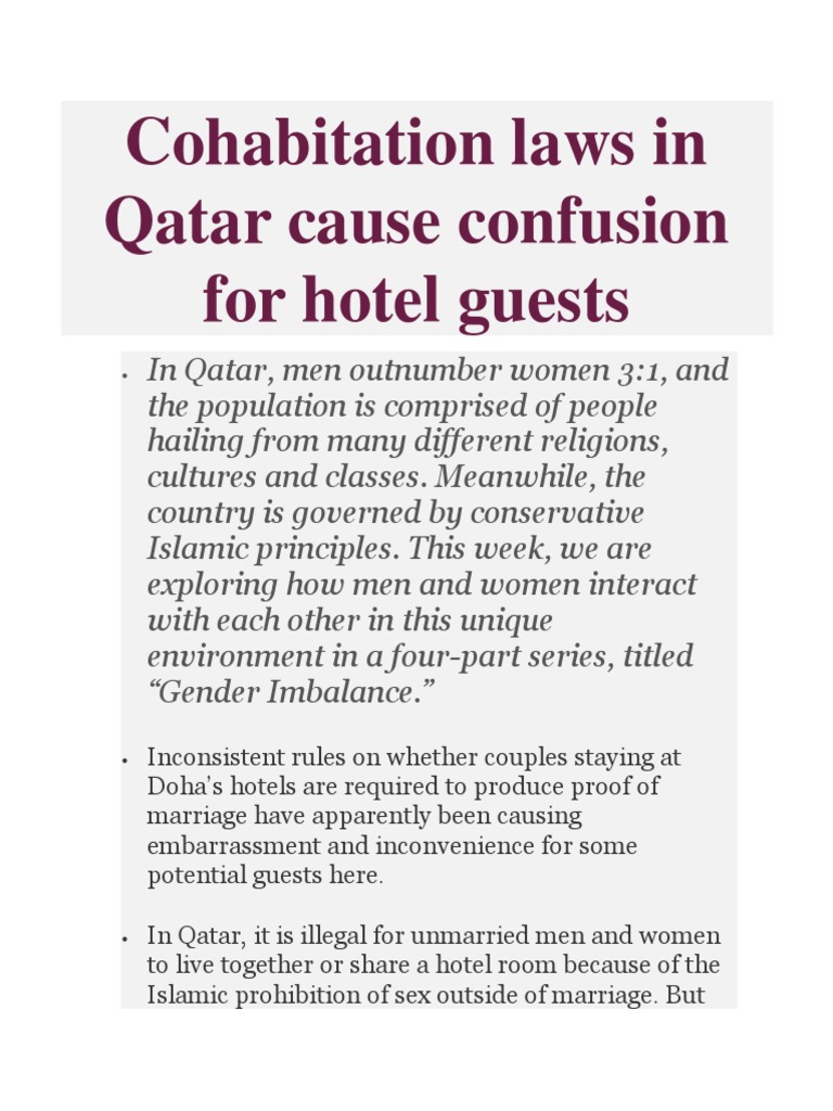 Cohabitation Laws in Qatar Cause Confusion for Hotel Guests