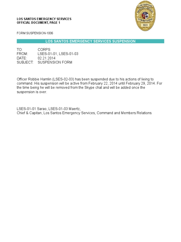 Officer Suspension Notice | PDF