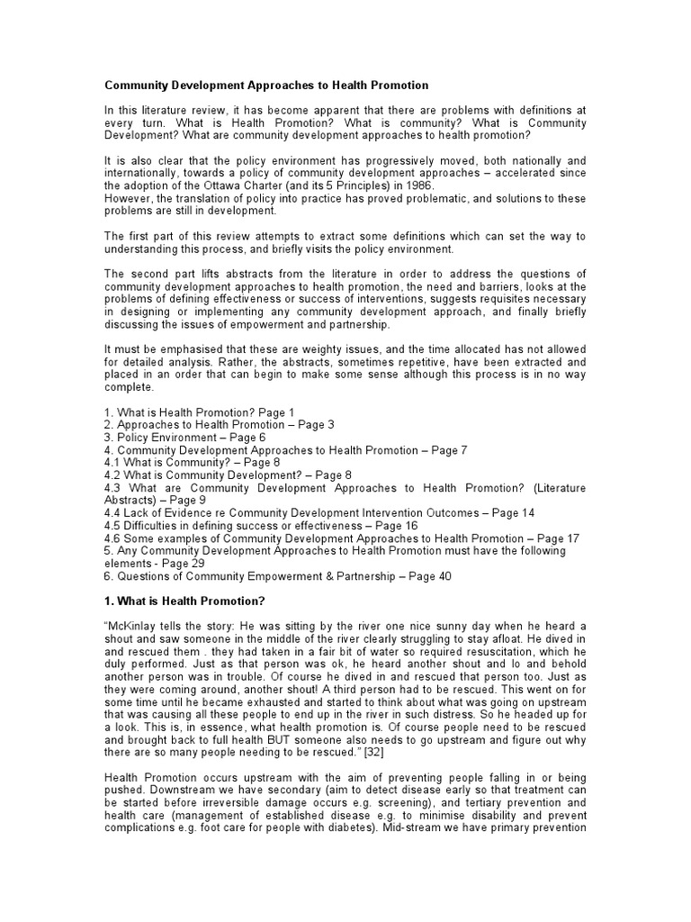 Community Development in Health Promotion | PDF | Health Promotion ...