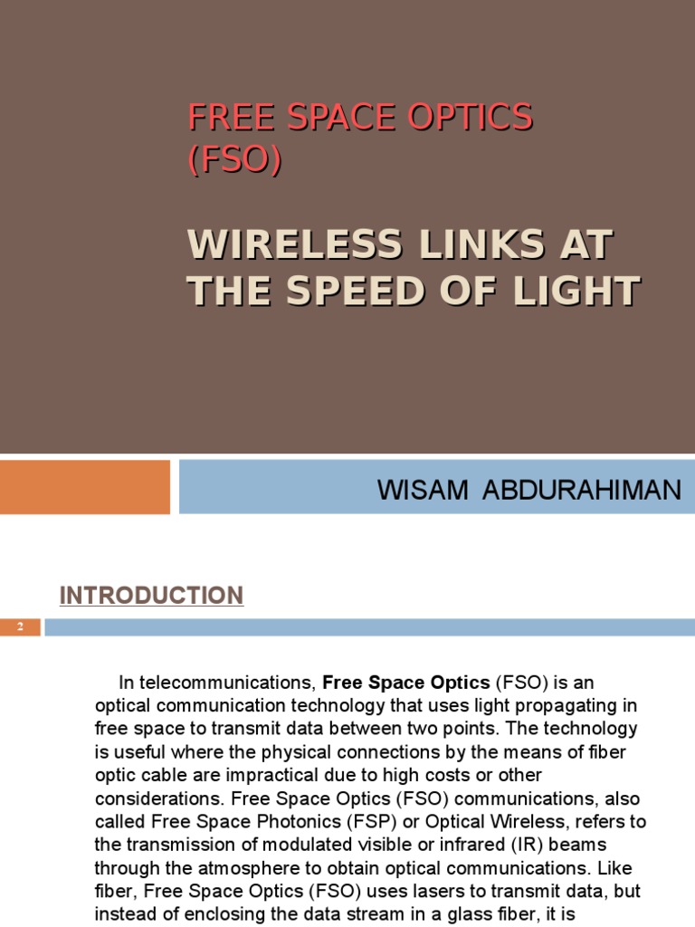 Free Space Optics PDF Wireless Optical Fiber