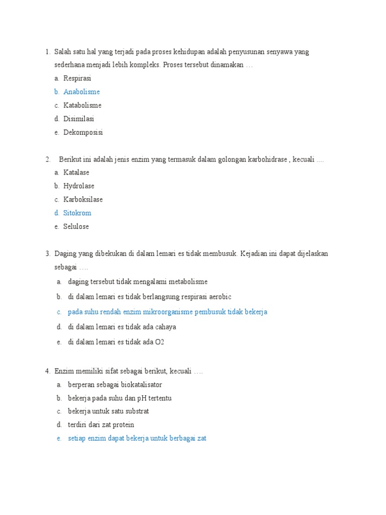Soal Metabolisme