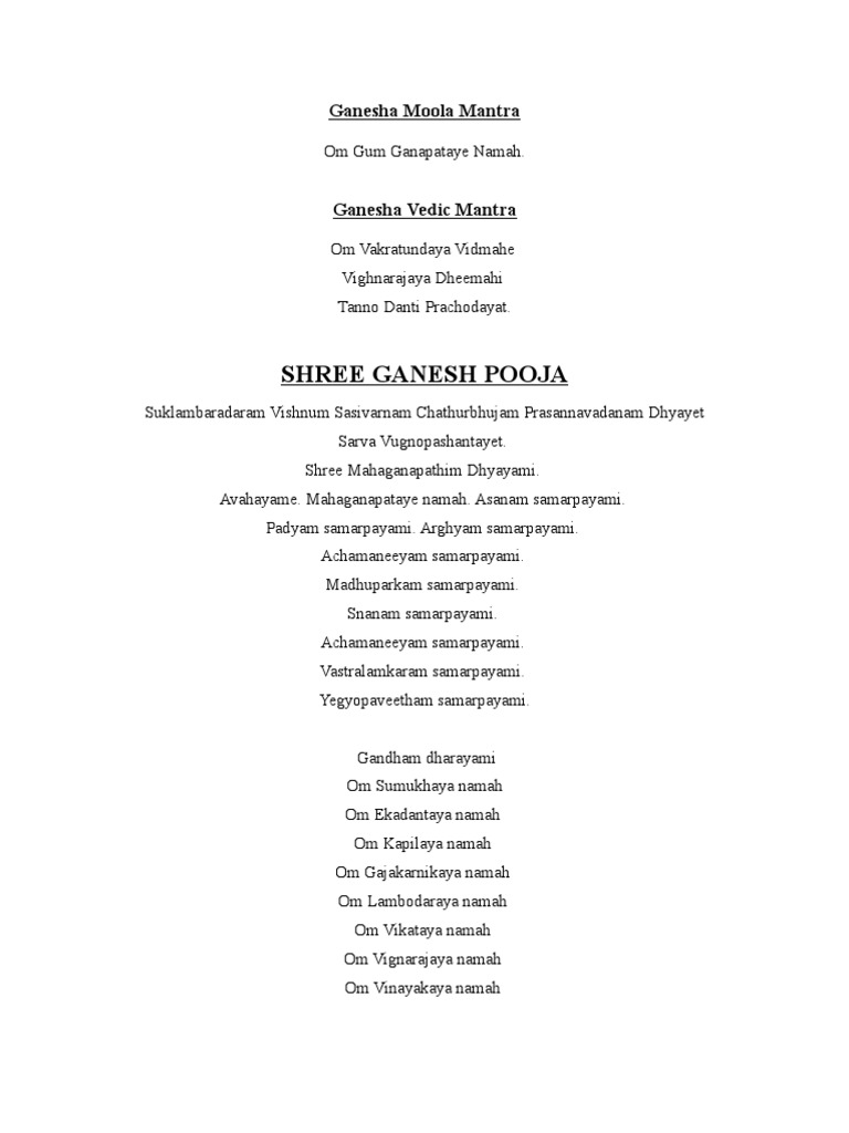 Ganesha Moola Mantra Hindu Iconography Hindu Theology scribd