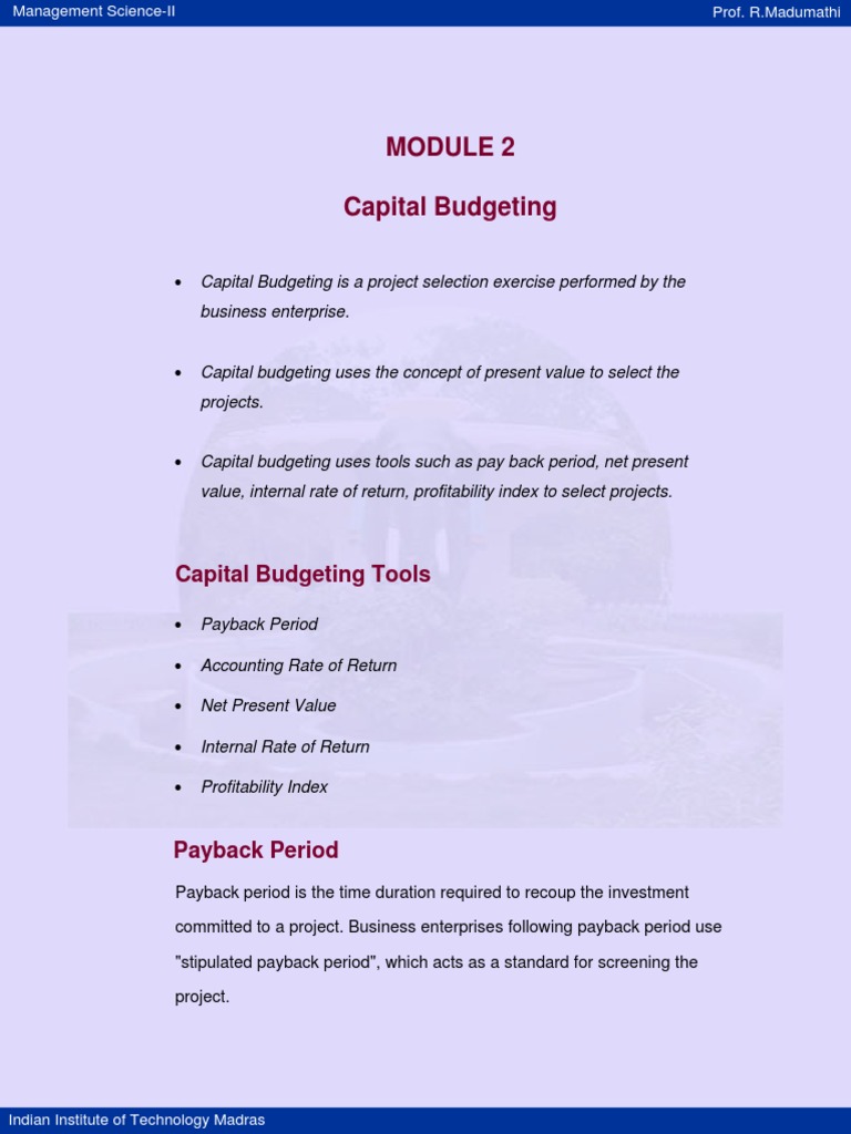 Capital Budgeting | PDF | Internal Rate Of Return | Net Present Value