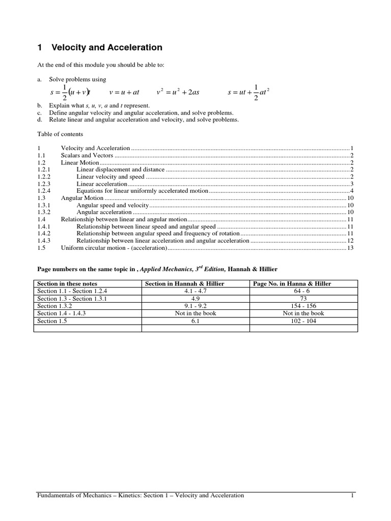 Mechanics: Velocity and Acceleration Basics | PDF