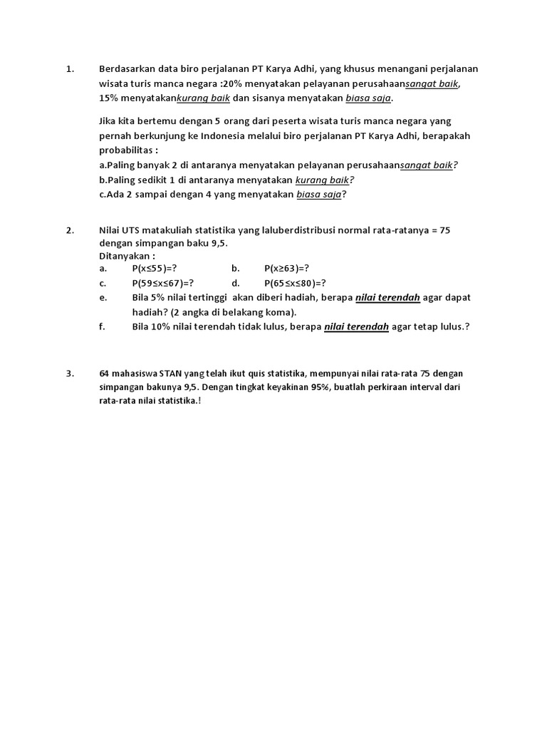 Contoh Soal Statistika Dan Penyelesaiannya Untuk Mahasiswa ...