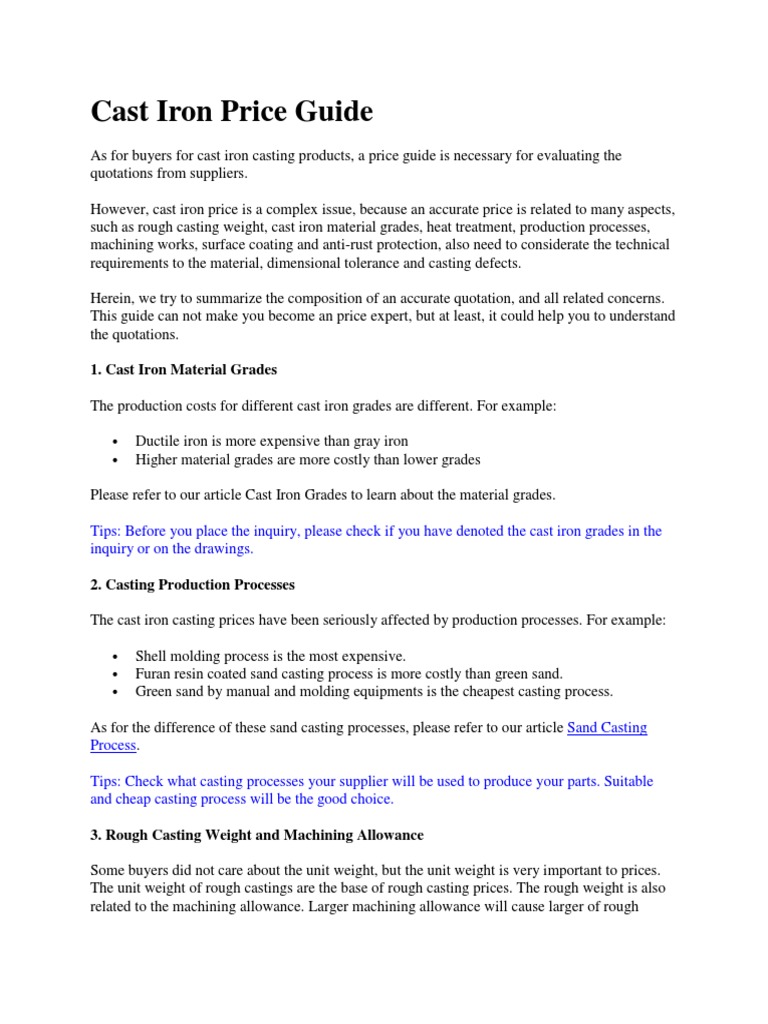 Cast Iron Price Guide PDF Casting (Metalworking) Casting