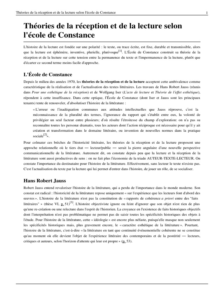 Théories de la réception littéraire | PDF | Lecture (Processus ...