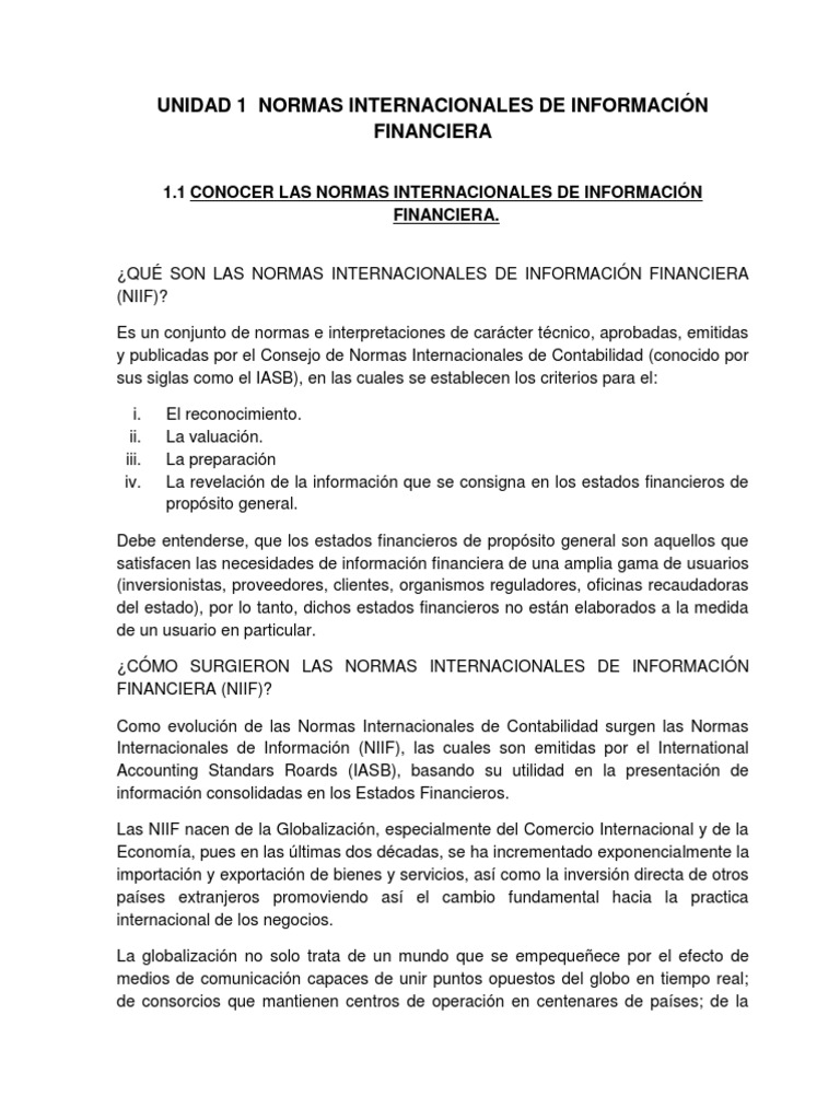 Informe sobre Normas Internacionales de Información Financiera | PDF ...
