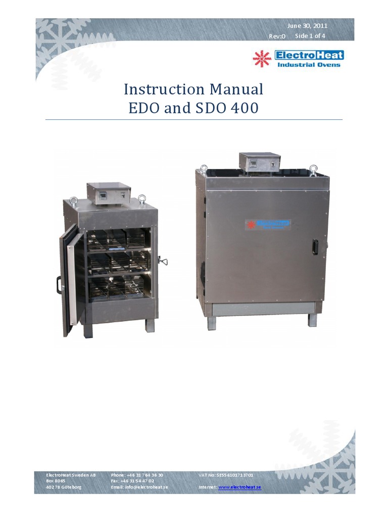 Instruction Manual for EDO/SDO 400 | PDF | Manufactured Goods ...