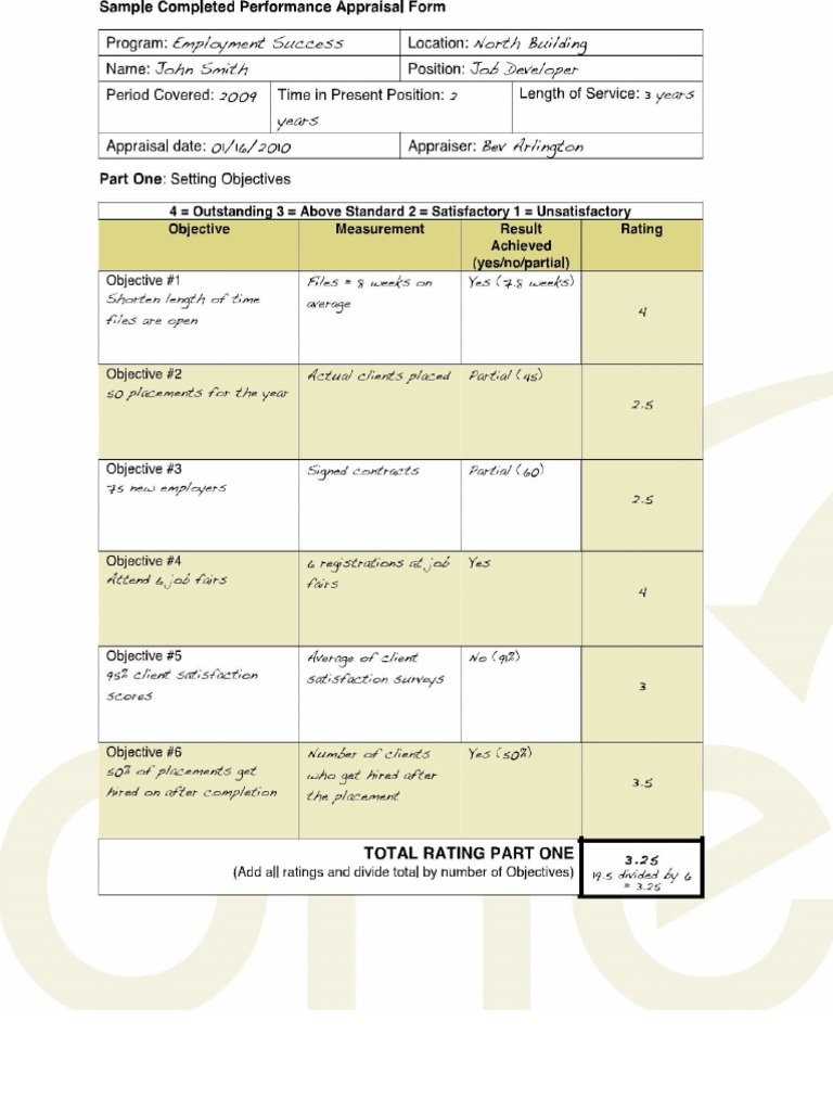 Sample Performance Appraisal Form | PDF