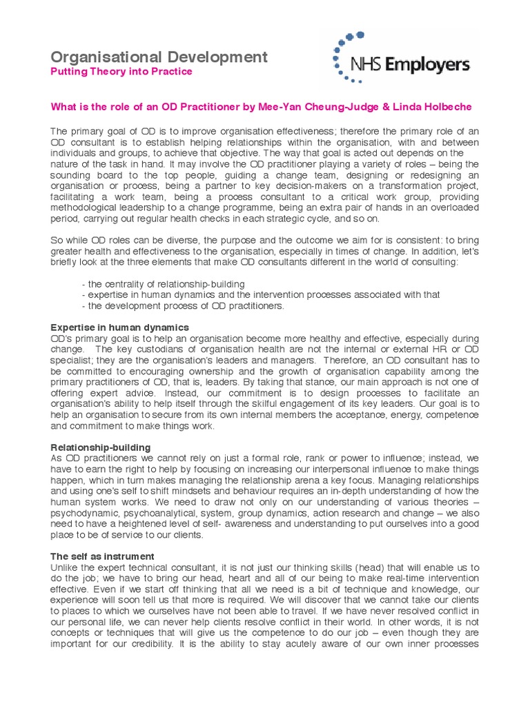 Role of an OD Practitioner Explained | PDF | Organization Development ...