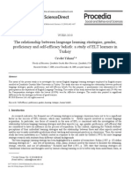 The relationship between language learning strategies, gender, proficiency and self-efficacy beliefs