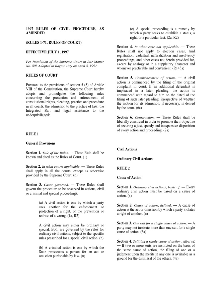 1997 Civil Procedure Rules Summary | PDF