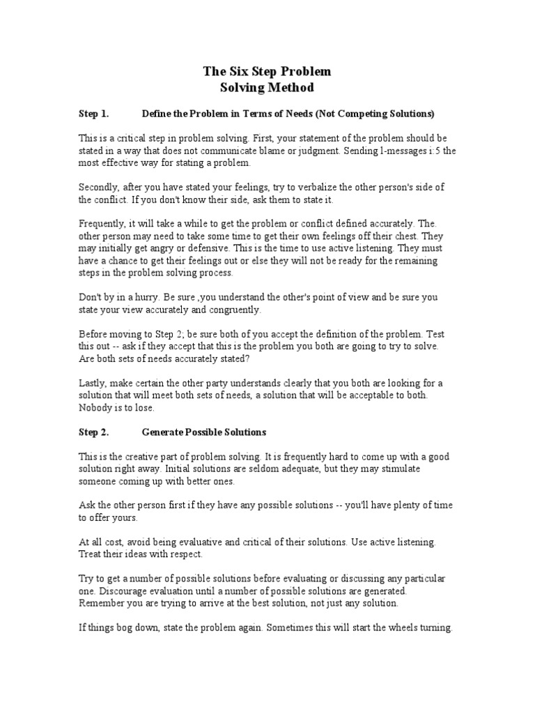 six step problem solving method | Emergence | Psychological Concepts