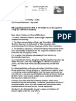 14-02-22 OccupyTLV: Response to Tel Aviv Mayor RON HULDAY on Legal Department's letter in re: Arbitrary, capricious, discriminatory actions against the homeless // מאהל המחאה ת"א: תגובה לראש עיריית ת"א על מכתב המחלקה המשפטית בעניין תלונה על פעולות שרירותיות וגחמניות נגד חסרי בית