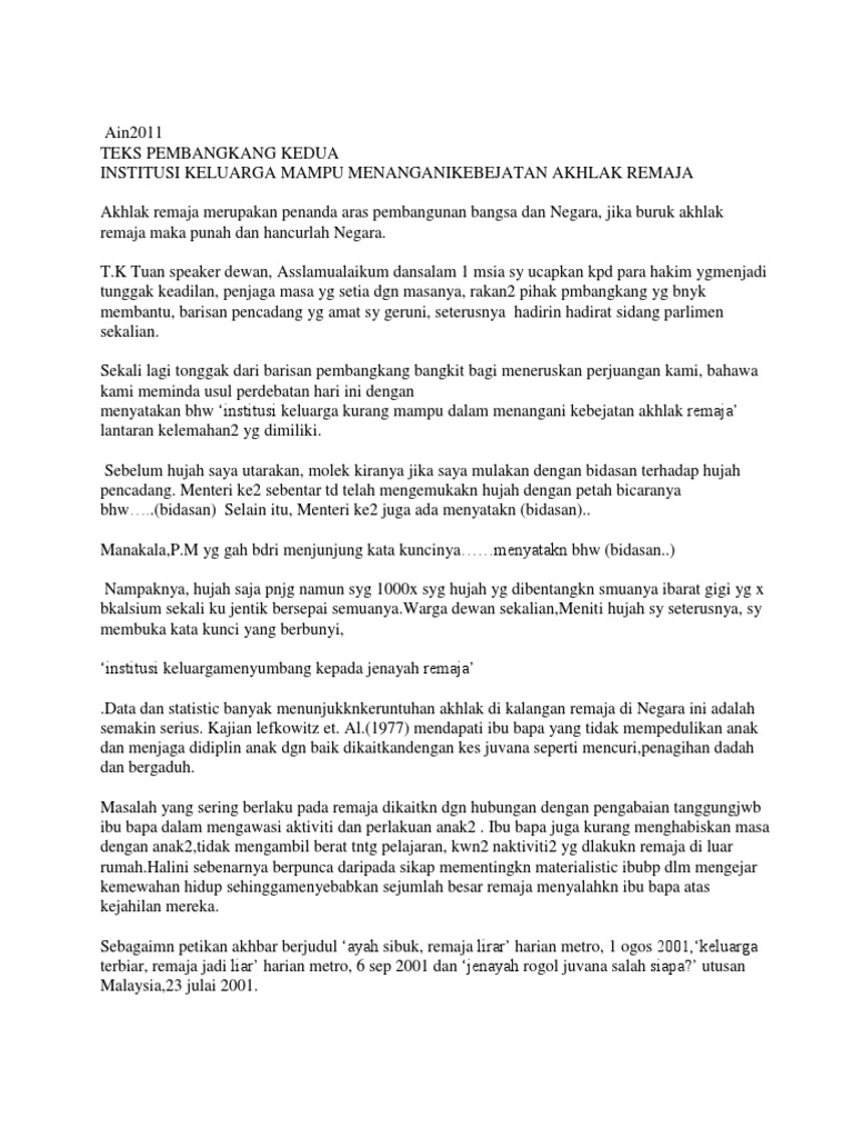 Contoh Teks Pembangkang Kedua Pdf