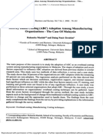 Activity Based Costing (ABC) Adoption Among Manufacturing Organizations - The Case Of Malaysia