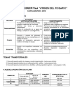 Calendarizacion, Ts Ts y Valores 2012