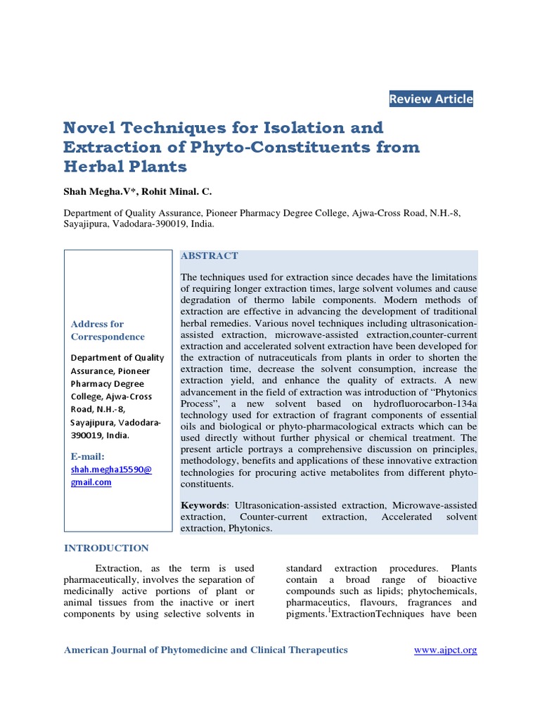 Microwave Assisted Extraction | PDF | Ultrasound | Solvent