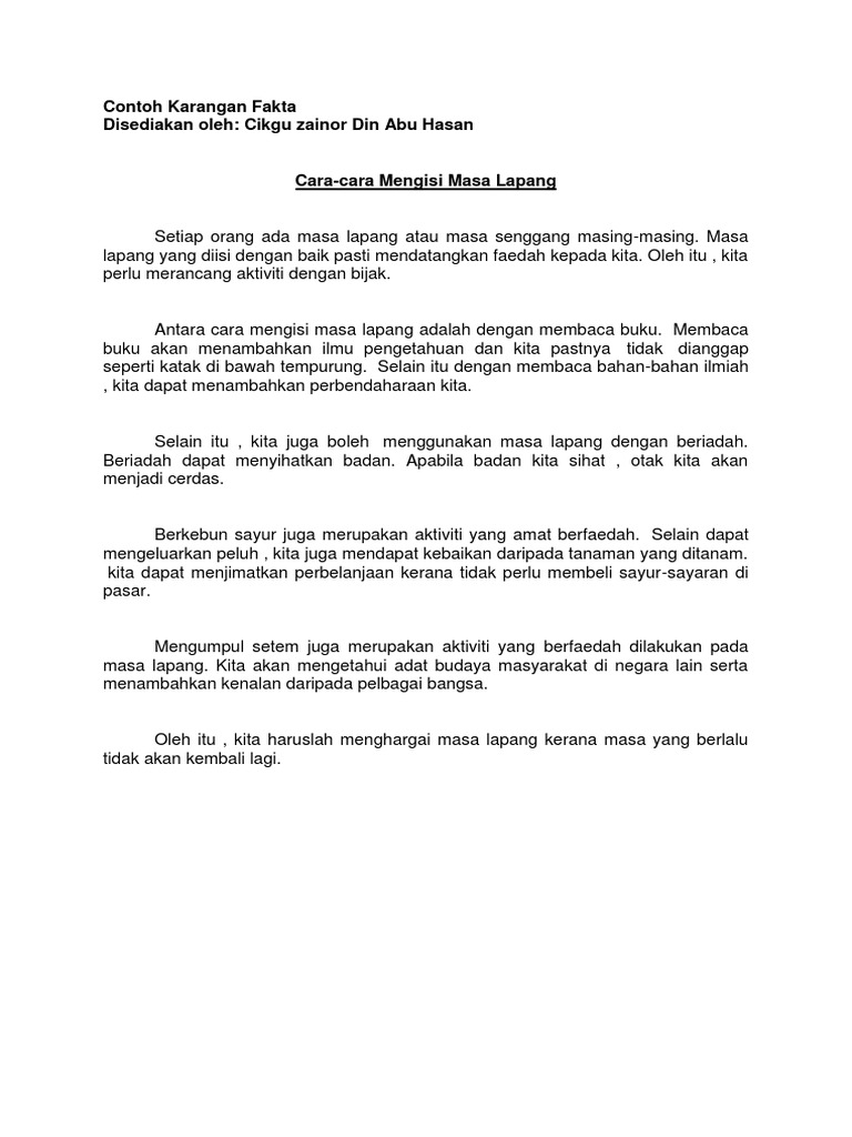 Cara Cara Mengisi Masa Lapang Pdf