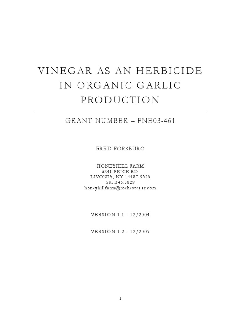 Vinegar As A Herbicide PDF Herbicide Organic Farming