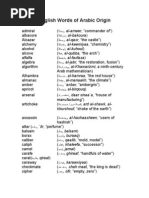 English Words of Arabic Origin