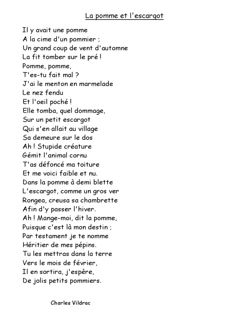La Pomme Et L escargot A Imprimer La Pomme Et L Escargot | PDF