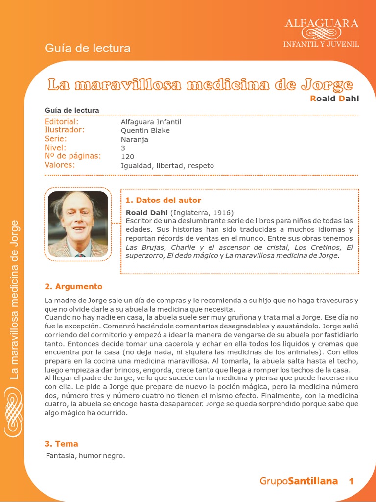 Guía de lectura: La maravillosa medicina de Jorge | PDF | Vejez | Humor