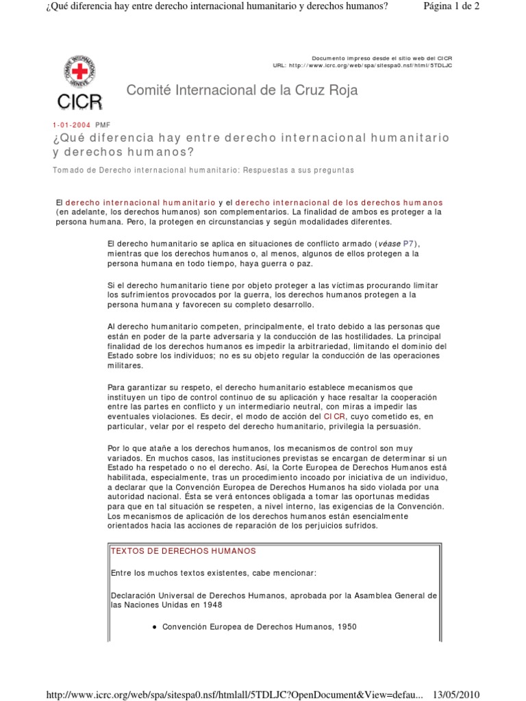 Dif DDHH y DIH | PDF | Ley humanitaria internacional | Derechos humanos