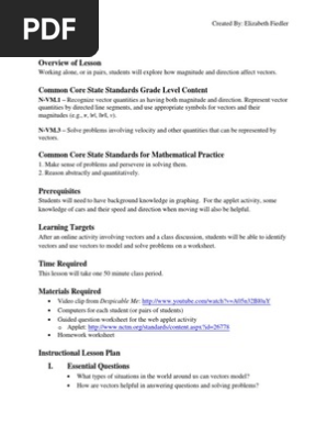 Vector Lesson Plan Euclidean Vector Norm Mathematics