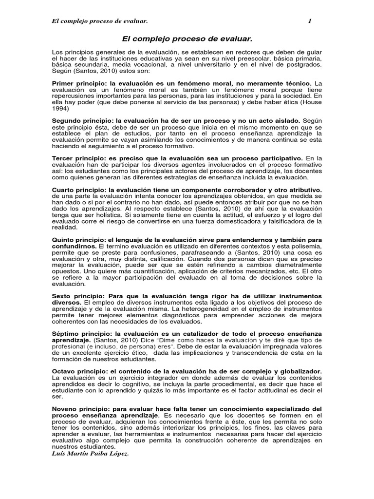 Principios Clave de la Evaluación Educativa | PDF | Evaluación ...