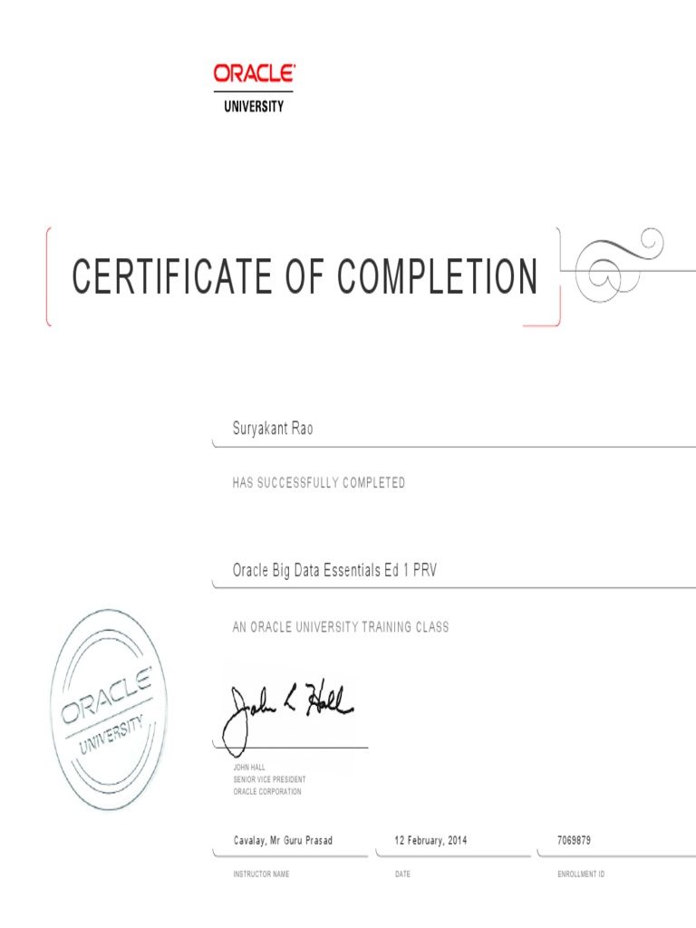 Oracle Big Data Certificate | PDF