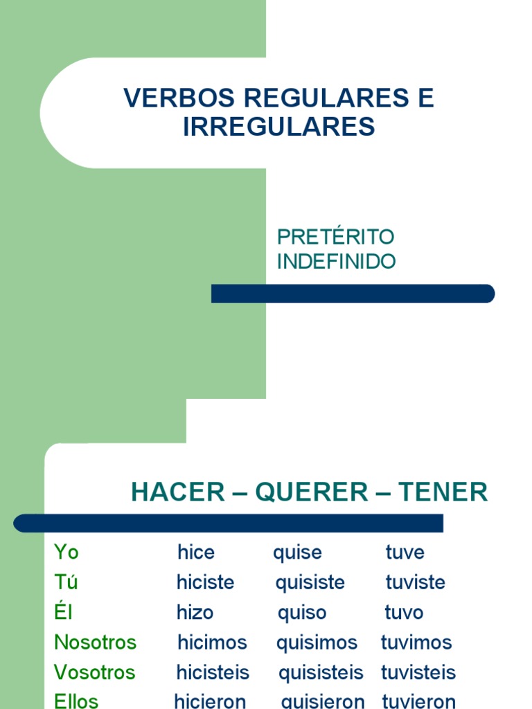 Verbos Regulares e Irregulares en Pretérito | PDF