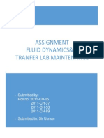 Assignment Fluid Dynamics& Mass Tranfer Lab Maintenance