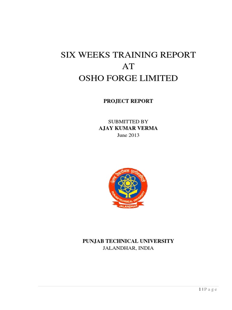 Six Weeks Training Report | PDF | Gear | Machining