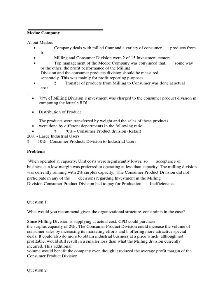 Medoc company case study analysis 03 picture
