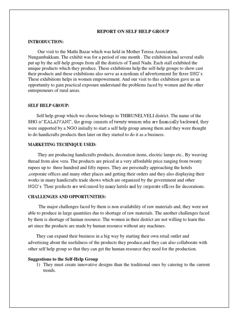 Report On Self Help Group PDF