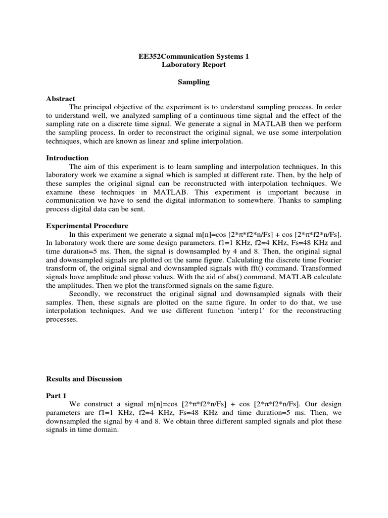 Sampling and Interpolation in MATLAB | PDF | Interpolation | Sampling ...