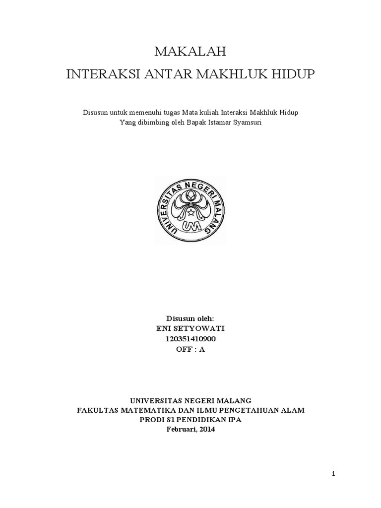 Makalah Interaksi Makhluk Hidup Dengan Lingkungannya